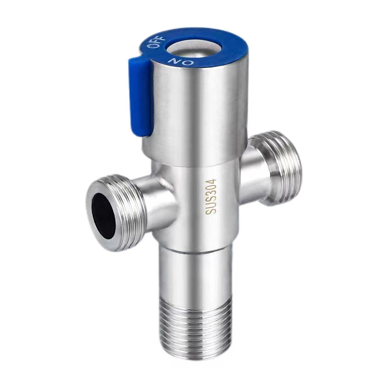 නිල් හසුරුව 180° ද්විත්ව පිටවාන තුන් මාර්ග කෝණ කපාටය